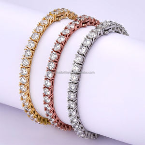 Plata de Ley 925 9K 10K 14K 18K oro Moissanite laboratorio crecido diamante zafiro rubí Esmeralda tenis pulsera cadena - Product Image 4