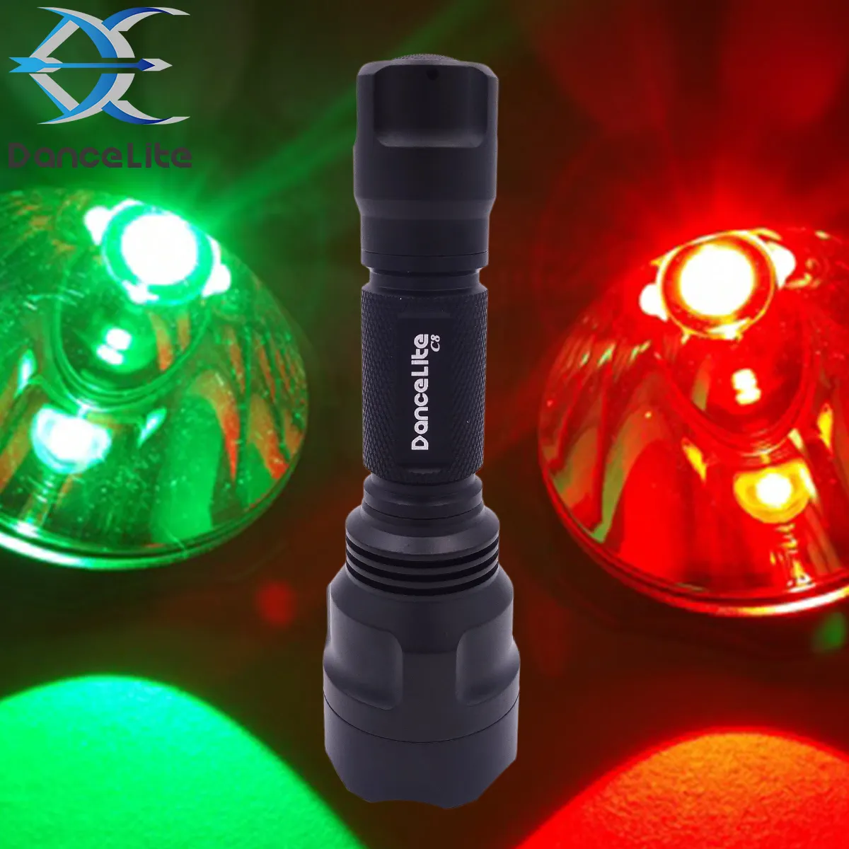 OEM C8 torcia a colori XPE2 R5 650nm luce rossa/luce verde 532nm 1 modalità (on/off) torce da caccia a LED