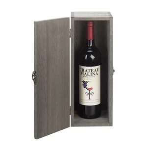 Caja de Regalo de Vino de Madera de Lujo Hecha a Mano con Tapa Abatible - Grano de Madera Natural Expuesto, Forma Rectangular, para una Sola Botella, Estilo Rústico - Product Image 6