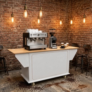 Carrito de Café Móvil de Madera de Grado Alimenticio, Puesto de Bebidas, Barra con Logotipo Personalizado y Caja de Luz para Tiendas Pop-up, Bodas y Negocios en Centros Comerciales - Product Image 6