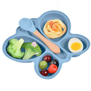 Ensemble de vaisselle en silicone pour bébé, essentiel pour l'alimentation des bébés, design papillon, lot de 2 - Product Image 1