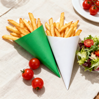 Boîte à frites en papier kraft personnalisée de haute qualité résistant à l'huile cône en papier jetable pour frites restauration rapide