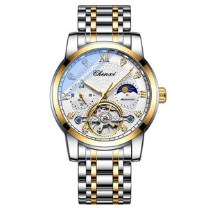 Montre de haute qualité en acier inoxydable Logo CHENXI 8870 Volant creux Ciel étoilé Mouvement mécanique lumineux Pointeur en verre Homme - Product Image 3
