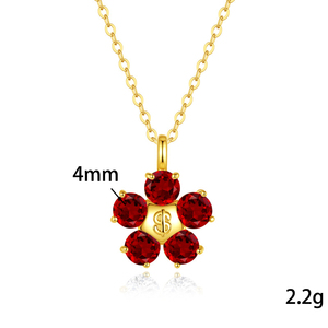 Collier Trèfle à Cinq Feuilles en Pierre Naturelle Ronde de 4 mm, Plaqué Or Argent Sterling 925, Bijou Anti-ternissement, 9 Pièces Simples - Product Image 6