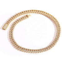 Colliers pour hommes Bijoux de luxe Hiphop Plaqué or Zircon glacé 10mm Collier chaîne à maillons cubains Miami