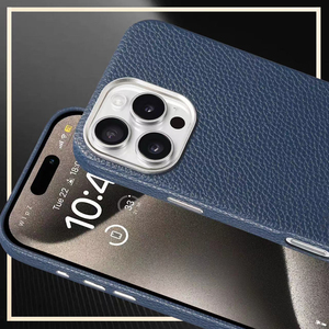 Top Grain pelle avvolta custodia senza fili ricarica labbra protezione Custom in metallo pulsanti comandi per iPhone 16 16pro 16 plus - Product Image 6