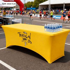Customized Trade Show Logo Advertising Display Tablecloth Promotional <b>6ft</b> Polyester Stretch Fabric Anti-Wrinkle - Product Image 1