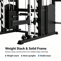 Machine de musculation multifonctionnelle Smith Machine Power Cage avec Lat Pulldown et Cable Crossover pour la musculation et le bodybuilding