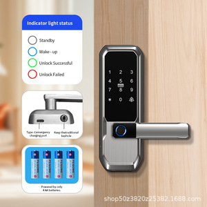 Serrure de porte intelligente en alliage d'aluminium pour commerce extérieur transfrontalier, déverrouillage par empreinte digitale, mot de passe à distance, application Cloud Tuya, Wi-Fi - Product Image 3