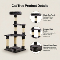 Tour d'escalade pour chat élégante, multi-niveaux, en velours, écologique et durable, avec poteaux en sisal, arbre à chat en peluche pour la maison et le salon