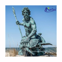 Décoration de jardin extérieur personnalisée dieux grecs en métal taille réelle coulée en laiton dieu de la mer Bronze Poséidon Statue Sculpture