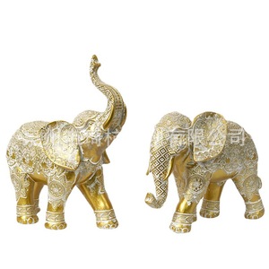 Qi Hang Carved <b>Elephant</b> Figurine QH-21523A Handmade <b>Decorative</b> Home Furnishing Animal Statue Gift For Housewarming - Product Image 1