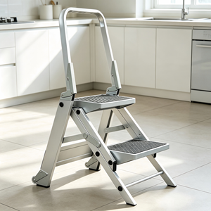 Tabouret pliable en aluminium à 2 marches avec main courante de sécurité anti-aluminium - Product Image 1