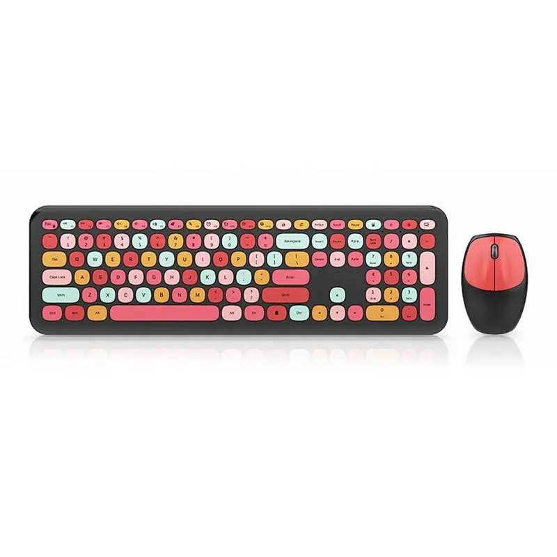 Mofii 666 Lipstick 110key Multimedia Retro 2.4g Wireless Keyboard And Mouse Set With Number Pad