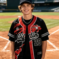 Venta al por mayor ODM: Camiseta de béisbol de poliéster de 220 g con sublimación completa, logotipo y número personalizados para uniformes de equipos de club, personalización a granel para el día del partido.