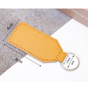 Da Key Fob Kit phong cách hai mặt PU da Keychain <span class=keywords><strong>Vegan</strong></span> da Keychain hình chữ nhật hình dạng cổ điển Keychain vòng chìa khóa - Product Image 2