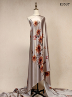 Tissu en Soie Charmeuse 100% Soie de Mûrier à Imprimé Numérique Tendance, Motif Floral Tournesol Doux et Respirant