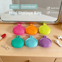 Porte-monnaie minimaliste en silicone à fermeture à pression, petite pochette pour cosmétiques et bijoux, organiseur de câbles