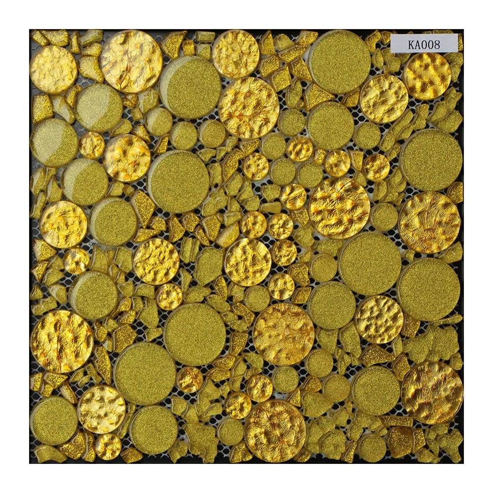 Bathroom and Kitchen Glass Mosaic Glossy Wall Decorative Decoration Golden Gold Mosaic Tile