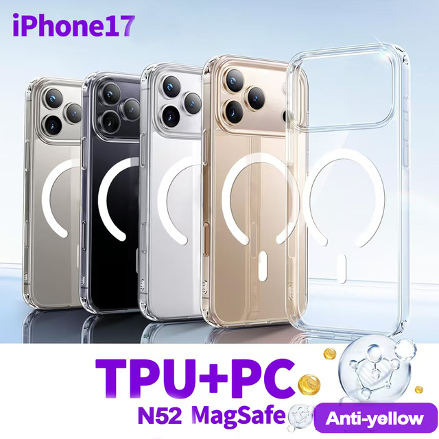 Waterproof Shockproof Phone Case for iPhone 16Promax Clear TPU+PC N52 Magnet Wireless Charging Cover for iPhone iPhone 17