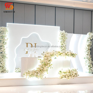 Mịn sang trọng bối cảnh sân khấu đám cưới nền 3D LED Acrylic <span class=keywords><strong>PVC</strong></span> Trắng gợn vòm bối cảnh - Product Image 2