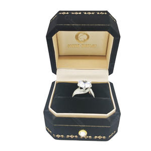 High-End Gift <b>Box</b> For <b>Jewelry</b> Set Sparkly Black Velvet With Gold Foil Inside And Outside - Product Image 1