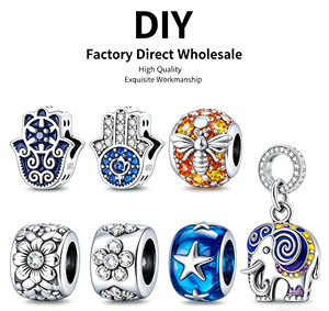 Pulseira de Cruz de Tungstênio Banhada a Prata com Amuleto Mão de Fátima e Contas Olho do Diabo, Acessórios DIY para Joias - Product Image 1