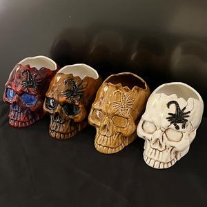 Tazas <span class=keywords><strong>de</strong></span> porcelana <span class=keywords><strong>de</strong></span> cristal <span class=keywords><strong>de</strong></span> Halloween para Bar personalizadas, copa <span class=keywords><strong>de</strong></span> cóctel <span class=keywords><strong>de</strong></span> vacaciones, regalo <span class=keywords><strong>de</strong></span> cerámica, cabeza <span class=keywords><strong>de</strong></span> calavera <span class=keywords><strong>de</strong></span> escorpión 3D, taza <span class=keywords><strong>de</strong></span> Tiki - Product Image 5