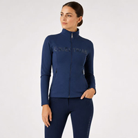 Veste d'entraînement équestre pour femmes, fermeture éclair intégrale, haut d'équitation avec logo en cristal scintillant, veste technique brossée chaude et confortable