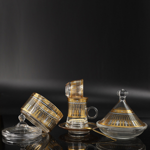 Wholesale ethopian 28pcs New coffee&amp;tea sets Customized Tea Cup Set <strong>Glass</strong> <strong>TeaCup</strong> and saucer set - Product Image 1