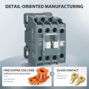 Contacteur AC triphasé YJX2-1201 3 pôles 12A 3NO avec contact auxiliaire 1NF, type rail DIN, compact, contacteur magnétique YIJIA - Product Image 2
