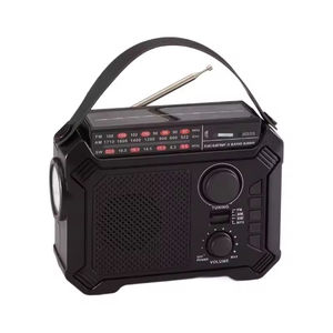 Radio de Emergencia Multifuncional con Energía Solar AM/FM/WB, Manivela, Linterna, Cargador USB, Alarma SOS, Alerta Meteorológica - Product Image 1