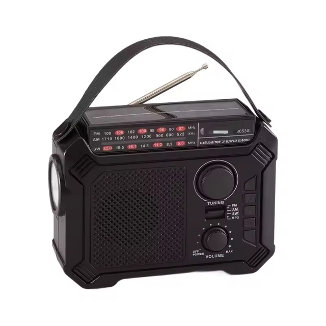 Multifunction Solar Powered Emergency Radio AM/FM/WB Hand Crank with Flashlight, USB Charger, SOS Alarm, Weather Alert