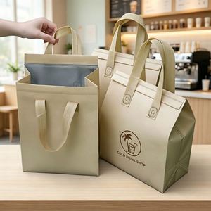 Sac isotherme personnalisé en non-tissé avec logo, sac de livraison thermique en aluminium pour café à emporter - Product Image 1