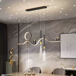 Moderno semplice ferro nero LED regolabile regolabile altezza lampadari lungo strisce tavoli da pranzo creativo cielo stellato Bar - Product Image 5
