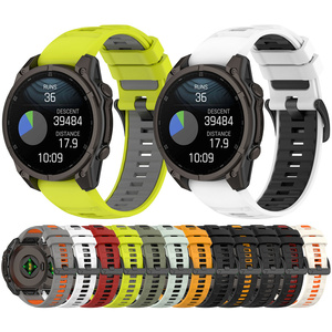 QuickFit Bracelet en silicone de luxe bicolore 22mm/26mm pour <span class=keywords><strong>Garmin</strong></span> Fenix E 8 47mm/51mm pour <span class=keywords><strong>Epix</strong></span> Pro/Enduro <span class=keywords><strong>3</strong></span> Smartwatch - Product Image 2