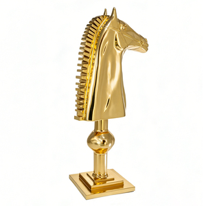 Sculpture de tête de cheval géante en fibre de verre, artisanat créatif moderne, fait main, objet de collection pour la décoration intérieure - Product Image 1