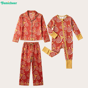 Pijamas a juego para la familia: Conjunto de dormir con solapa para mujer <span class=keywords><strong>y</strong></span> mamá, pelele sin pies con cremallera para recién <span class=keywords><strong>nacido</strong></span>, ropa de casa cómoda de primera calidad. - Product Image 2