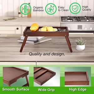 2 Piece <b>Folding</b> <b>Table</b> Set Natural Wood Color Foldable Bedroom Bed Tray Multifunctional Home Living Supplies - Product Image 4