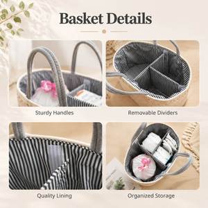 Organizador de Pañales para Bebé con Nombre Personalizado, Cesta de Almacenamiento de Cuerda de Algodón para Guardería, Regalo para Recién Nacido, Inserto Extraíble - Product Image 5