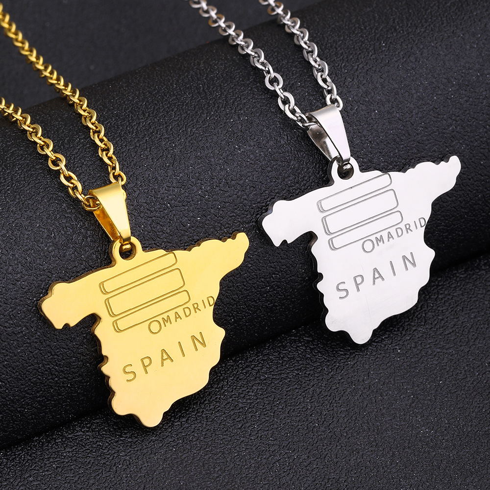 Collana con mappa della Spagna personalizzata • Ciondolo inciso