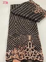 3736 Tissu en dentelle de tulle nigérian africain de luxe couleur rose perlé, maille de perles de luxe, dentelle française perlée 2025 pour robe de soirée femme