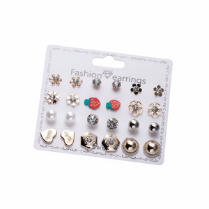 Fatto a mano eleganti orecchini geometrici strass placcato oro fiore Design di tendenza moda per ragazze perla per regalo all'ingrosso - Product Image 2