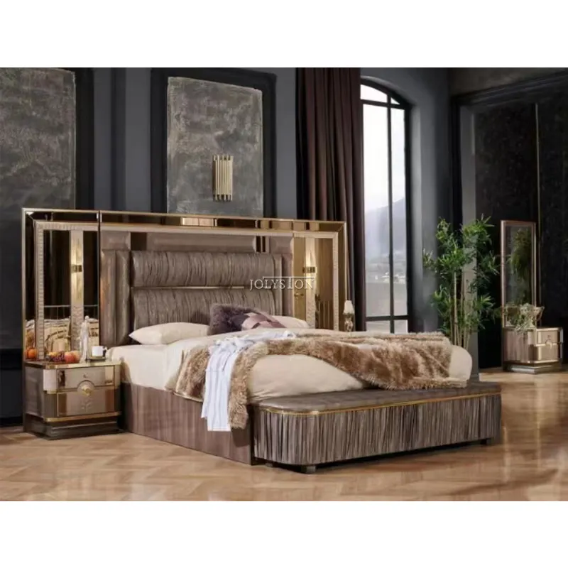 Design conjunto completo de quarto quarto, luxuoso king quarto conjuntos de móveis moderno quarto