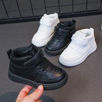 Chaussures de course unisexes pour bébé et tout-petit, couleur blanche, respirantes, à tige haute, fermeture à scratch, dessus en PU, doublure en maille