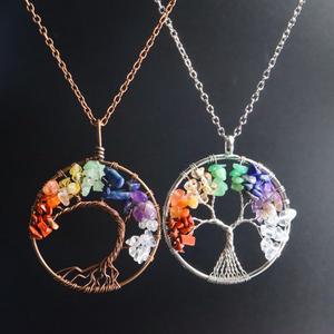 7 Chakra Quartz <span class=keywords><strong>Arbre</strong></span> <span class=keywords><strong>de</strong></span> <span class=keywords><strong>Vie</strong></span> Pendentif Guérison Cristal Collier pour Femmes Reiki Bijoux - Product Image 1