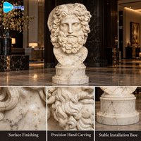 Buste de Zeus classique en marbre grandeur nature, sculpture sculptée à la main, sur mesure pour l'intérieur d'hôtel, de villa ou de jardin, statue d'art grec antique