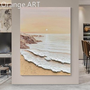 Handmade Textured Seascape Oil <b>Painting</b> Abstract Art Wall Hanging <b>For</b> Living Room Entryway Decor Unframed Pure Hand Drawn - Product Image 3