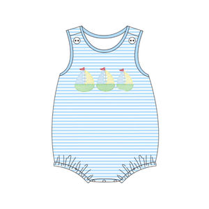 Preventa al por mayor: Conjuntos de ropa de verano para bebés y niños pequeños con estampado orgánico de velero, suaves y bonitos, para hermanos. Pedido mínimo 5 unidades. - Product Image 5