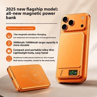 Support de batterie externe magnétique sans fil HXB 10000mAh Li-Polymère avec charge rapide 15W/20W, en alliage d'aluminium, Type-C, écran LED, portable